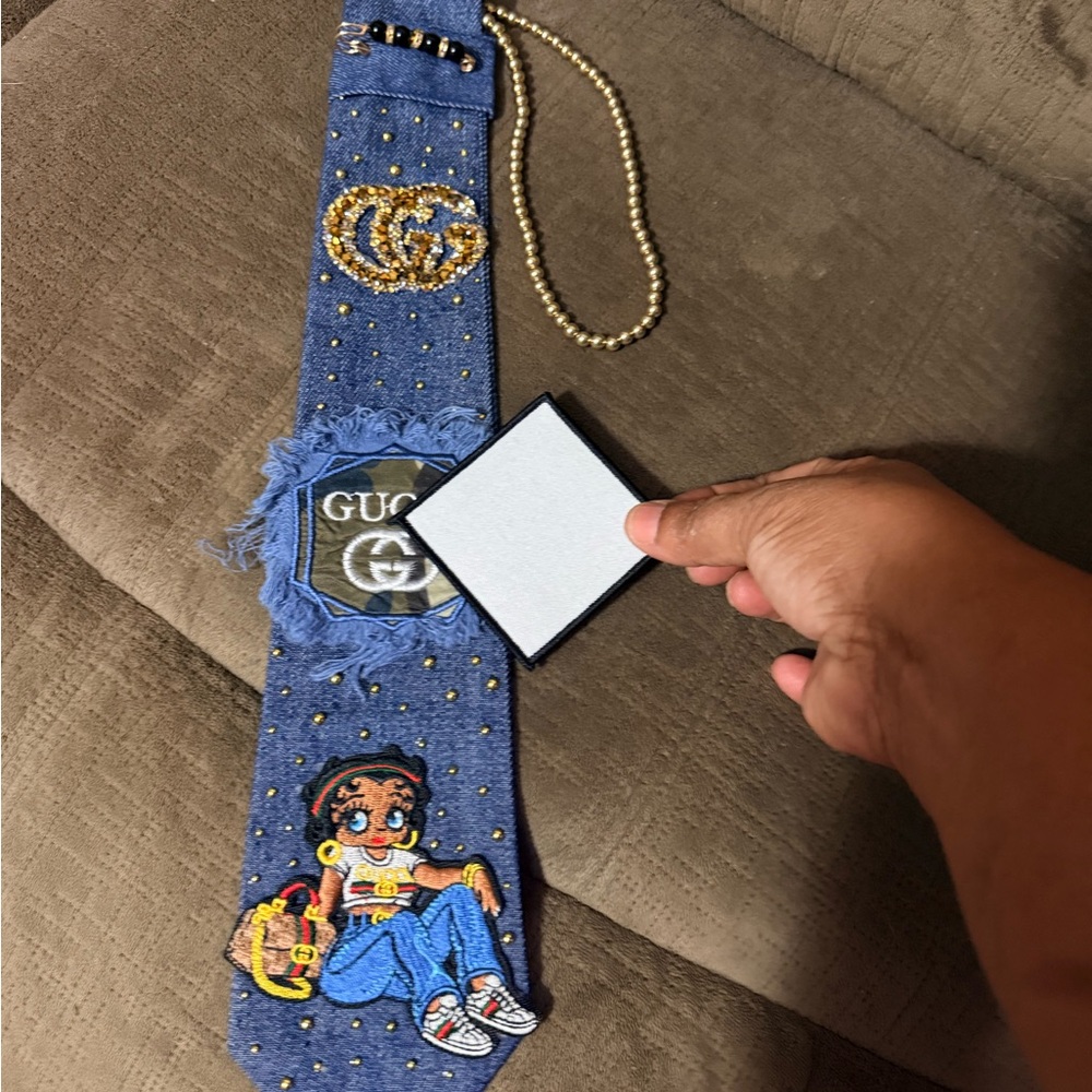 Women’s inspired Blue Tie with Gold Details